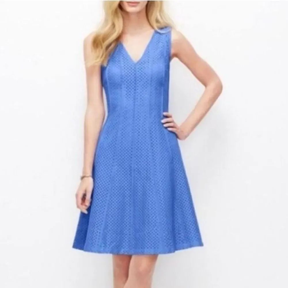 ✨Ann Taylor Blue Lines Holes Day Sz 6 Dress✨